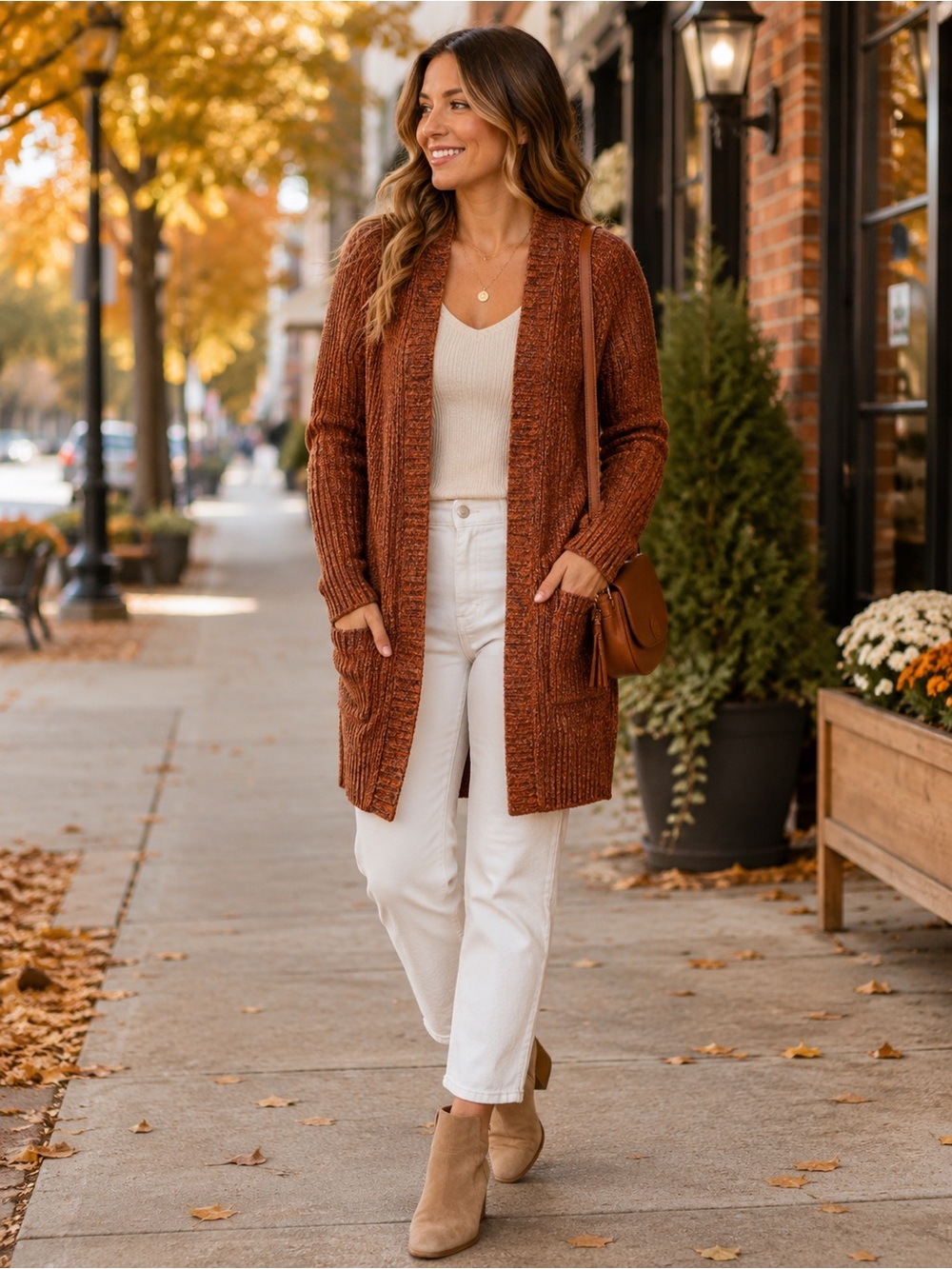 Joe Fresh Rust Marled Open Front Cardigan Sweater Women’s Medium